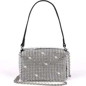 Rhinestones Silver Club Bag / Clutch